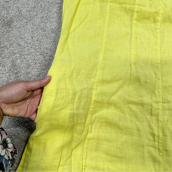 Sahara 100% Pure Linen Sleeveless Midi Dress Pintuck Beachy in Yellow Size M - Picture 8 of 15
